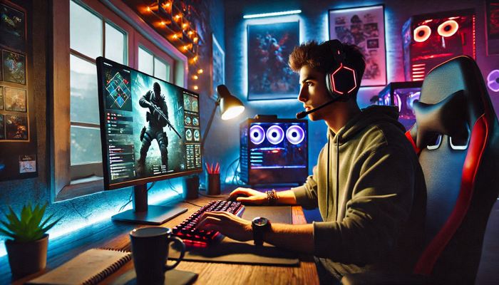 یک شخص درحال بازی کامپیوتری